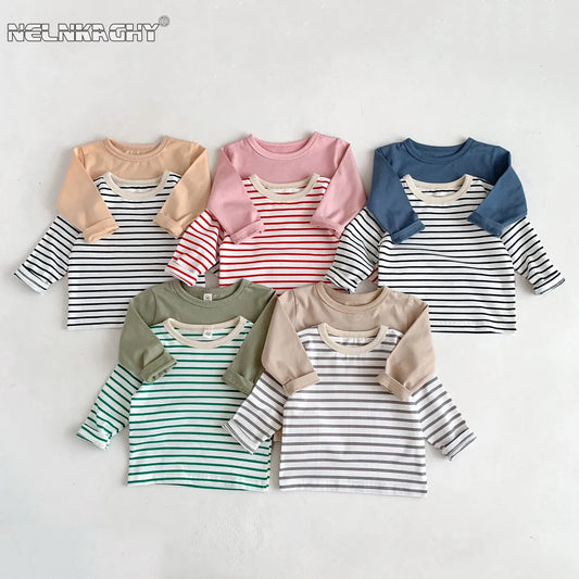 AutumnCharm Baby Bottoming Shirt | 

Soft cotton with timeless stripes for autumn. Full sleeves, comfortable fit, perfect for layering.